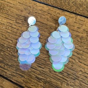 iridescent sequin chandelier earrings